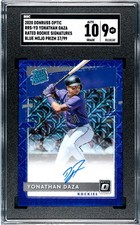 2020 Donruss Optic Yonathan Daza RC SGC 9 w/10 Auto Blue Mojo Prizm /99