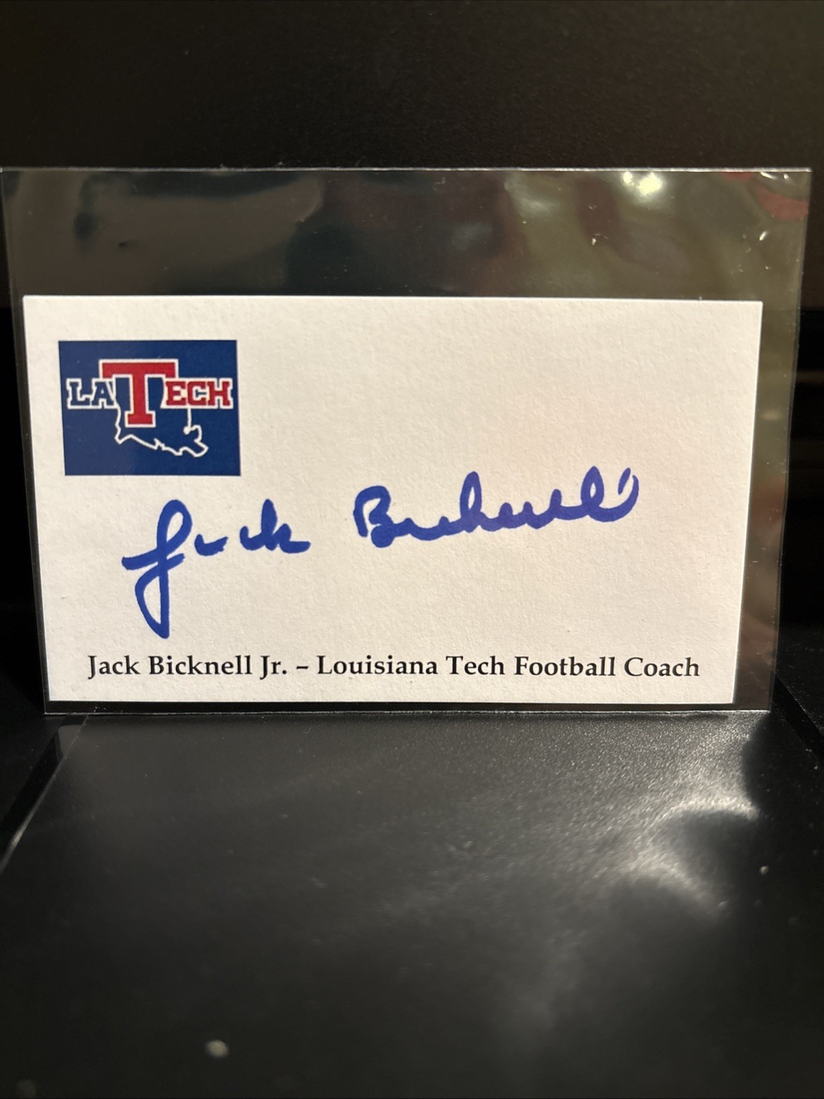 Jack Bicknell Jr. Signed Business Card Sized Louisiana Tech Football Autograph 