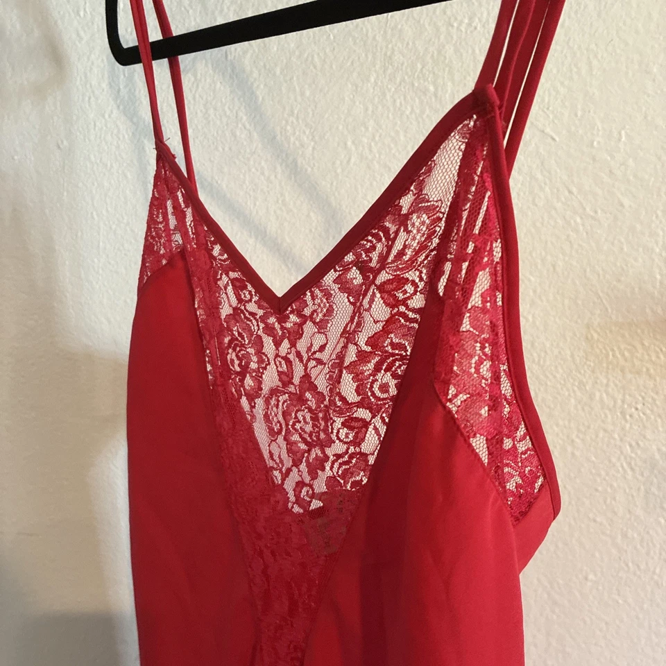 De Colección Victoria's Secret Vestido Sin Mangas Etiqueta Dorada Chemise Encaje Satinado Camisón Talla L Foto 3 de 4