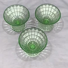 3 Anchor Hocking Optical Vaseline Sherbet Glasses UV Reactive Green Uranium