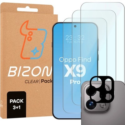 3x Schutzglas + Kameraglas für Oppo Find X9 Pro Bizon Displayschutzglas Hartglas