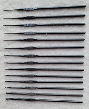 14 Rare Vintage Black Oxide Boye Crochet Hooks from WWII Era see info below 