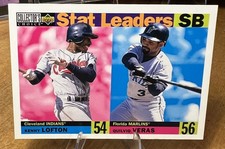 1996 Collector’s Choice Stolen Bases Stat Leaders Kenny Lofton Quilvio Veras #5