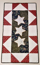 Handmade Christmas Quilted Tablerunner Stars Snowflakes Holly Berry Pinecone