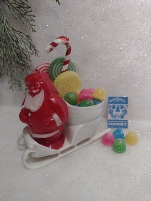 Vintage 1950's E Rosen Rosbro Plastic ''Jaunty'' Santa In Sleigh w/Retro Tag #2