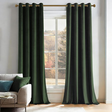 Olive Green Velvet Blackout Curtains 84in Thermal Insulated Room Darkening Set
