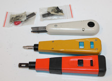 Lot of Three Telco Punch Down Tools  Yellow/Blue, Orange/Blue, Bix