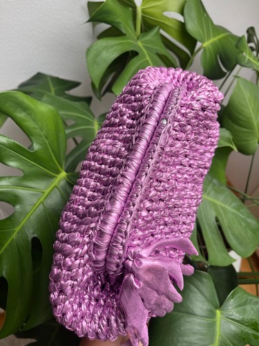 Borsa fatta a mano, borsa all'uncinetto, borsa pochette rosa - Foto 2 di 3