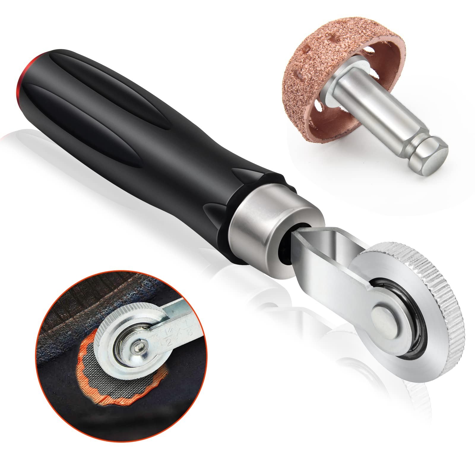 2Pcs Heavy-Duty Tire Repair Patch Kit with Buffing Wheel Roller Tool  