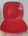 Fiesta Homer Laughlin 10.75 Classic Square Scarlet Red Dinner Plates. Set of 2