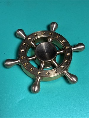 Captain Ship Wheel Brass Fidget Spinner All Metal Toy Adults Kids Boys Girls #B1