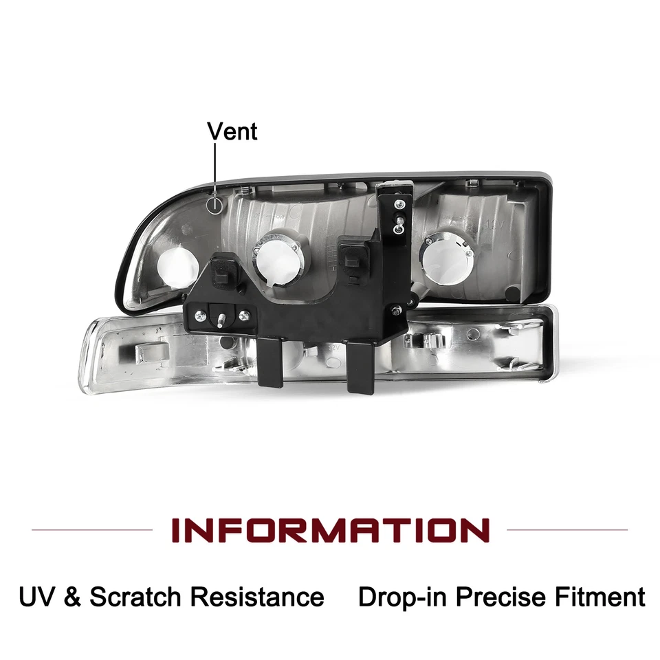 For 1998-2004 Chevy S10 Pickup Blazer Headlights Bumper Lamps Left&Right Side - Image 4 of 4