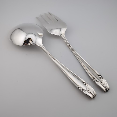 Wallace Stradivari Sterling Silver Salad Serving Set - 9" - No Monogram - Picture 2 of 3