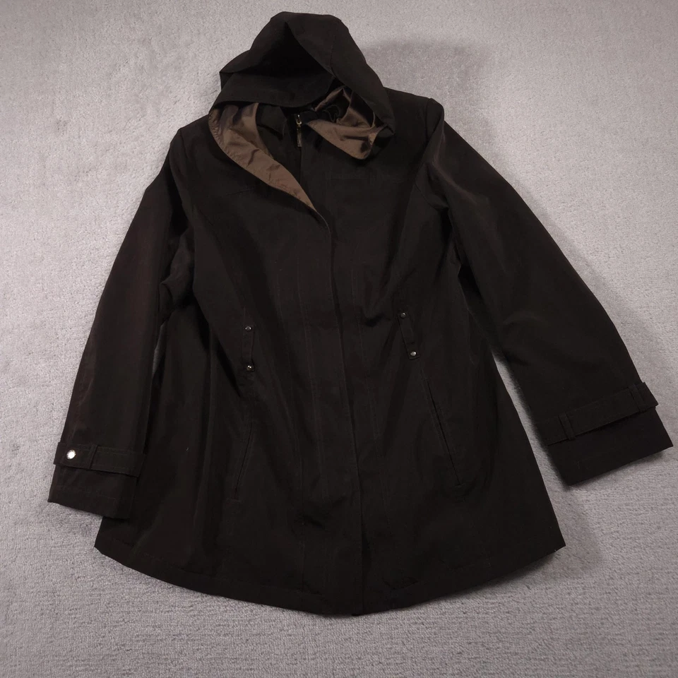 Abrigo Croft & Barrow Mujer XL Marrón Chaqueta Parka con Capucha Cremallera Bolsillos Forrados a Presión Foto 2 de 4