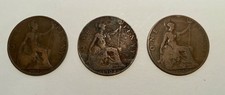 EDWARD VII - THREE COPPER PENNIES - 1907/1908/1909