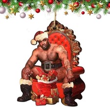 Gag Gift 2025 Funny Christmas Ornaments, Barry Wood Wooden Hanging Decor