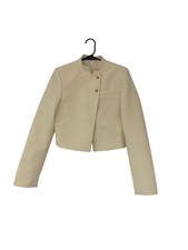 Zara Womens Cropped Blazer Size XS Oyster White Trim w Welt Pocket 5247/841 NWT