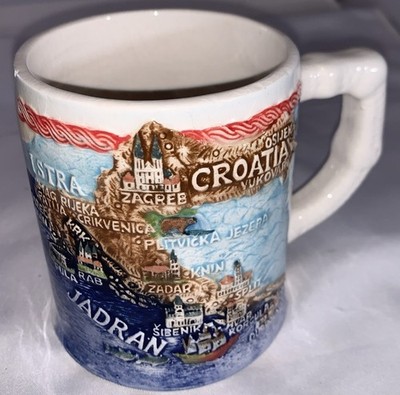 Keramika Auguštanec Ceramic Croatia Deco 3-D Relief Map Cup Mug