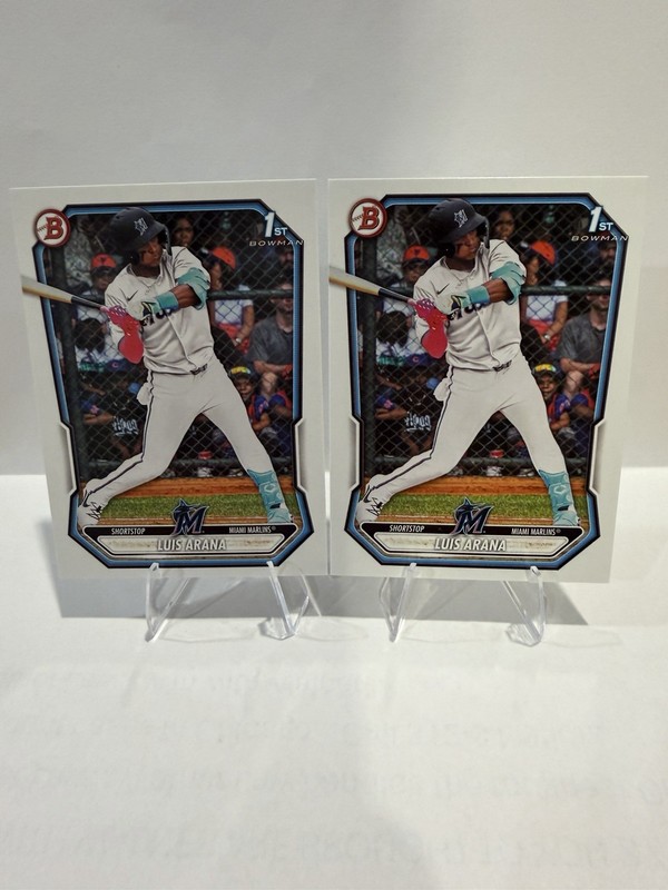 Luis Arana 2026 Bowman LOT OF 2 1st Bowman BP-72 Miami Marlins