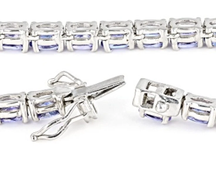 Sparkling Tanzanite over Sterling Silver 18" Tennis Necklace - Image 3 of 4