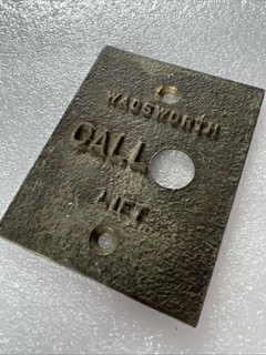 Vintage machine plate Plaque Advertising Sign Wadsworth Call Lift Antique Brass
