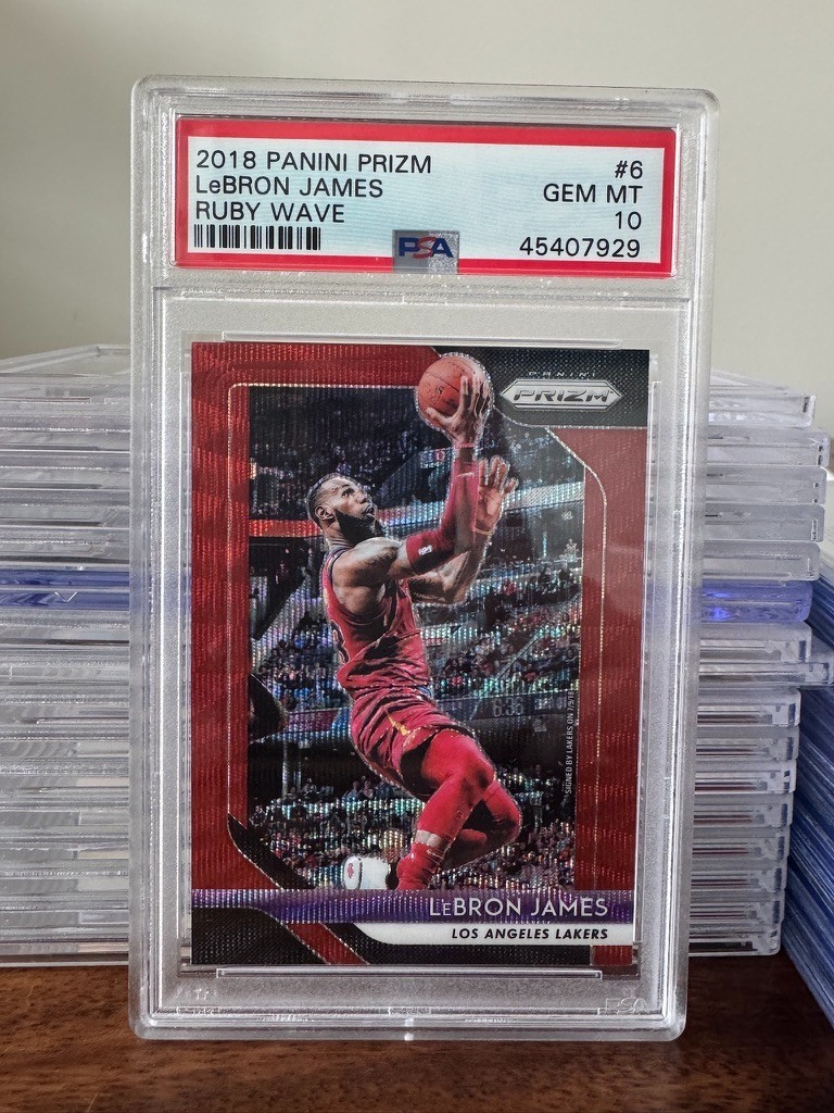 2018-19 LeBron JamesPanini Prizm basketball NBA Ruby Wave PSA 10