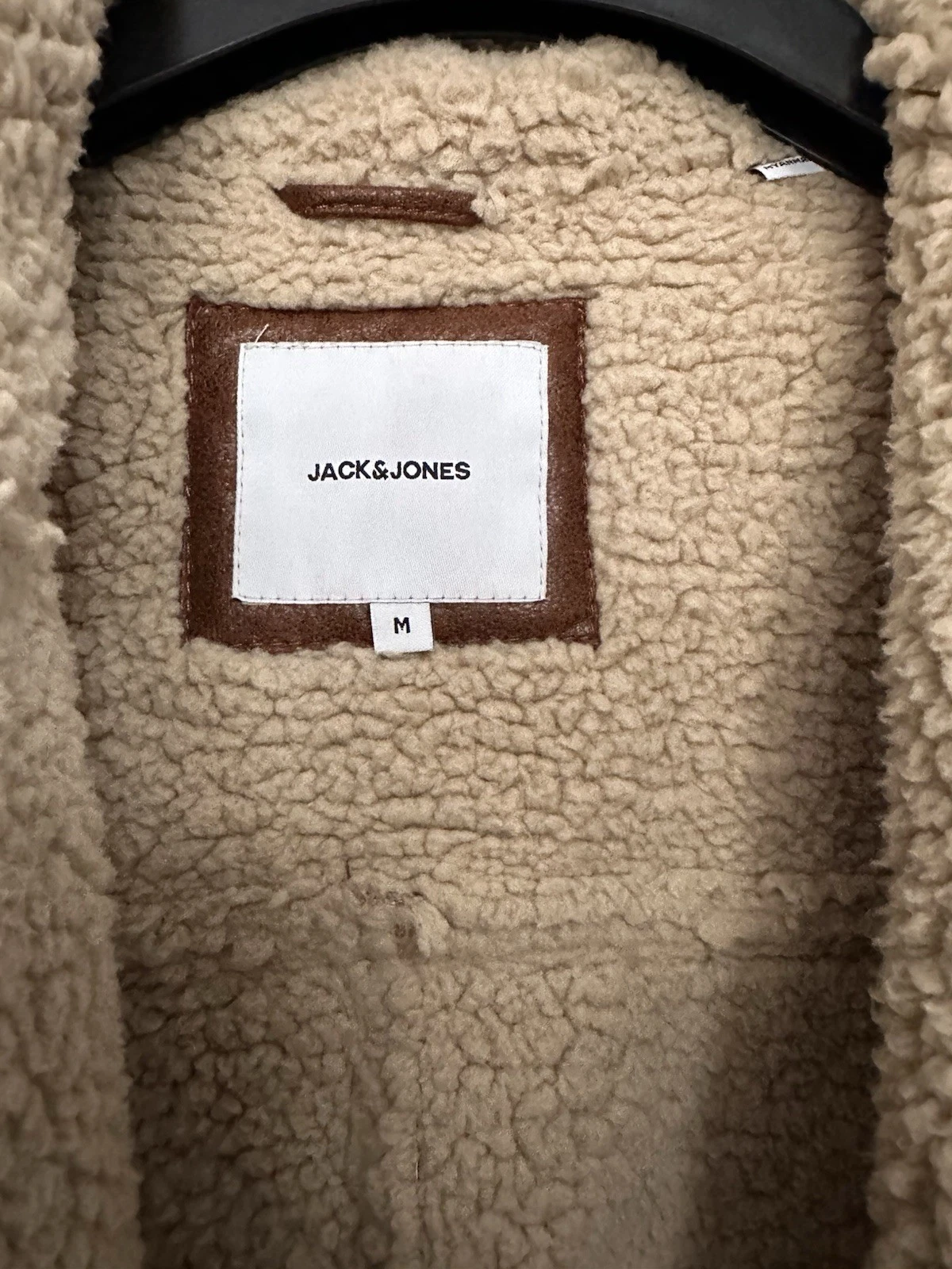 JACK & JONES Aviator Bom Jacket Men’s M unisex brow Faux Leather Shearling Lined image 2