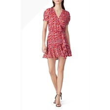 Tanya Taylor Red Printed Zora Dress Size 6 City Cocktail