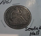 1861 Seated Liberty Silver Half Dollar