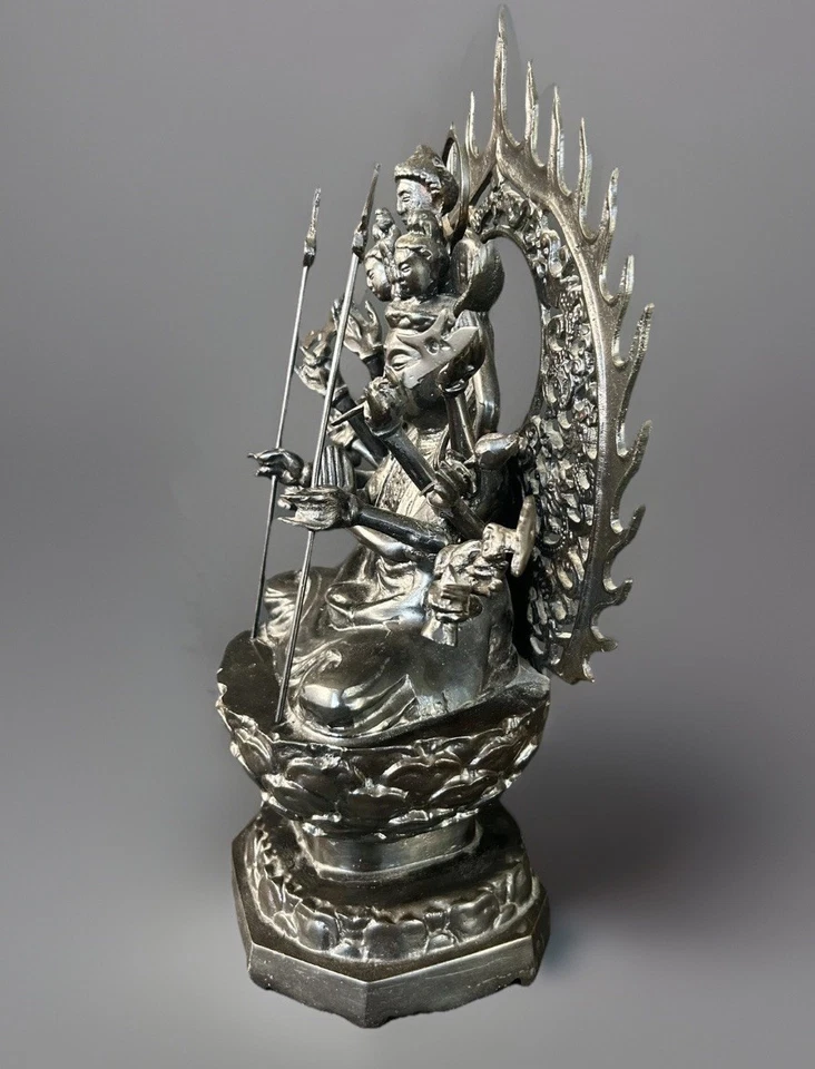 "Antigua estatua de bronce de 14"" Qianlong de mil manos Guanyin Kannon" Foto 4 de 4
