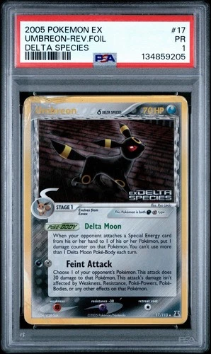 PSA 1 Umbreon EX Delta Species 17/113 Reverse Holo Foil Stamped 2005 Pokemon PR