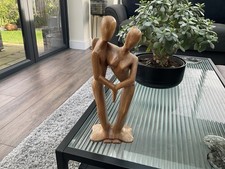 Hand Carved Wooden Lovers Figure Couple Sculpture Home Decor Statue Figurine