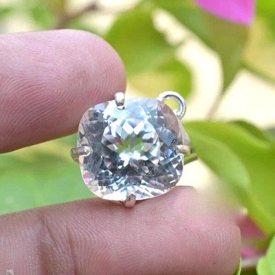 Natural Cushion Cut 26.85 Ct White Sapphire 925 Solid Silver Pendant Gemstone