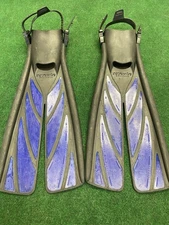 Atomic Aquatics Open Heel Split Fins Natures Wing LARGE/XL Blue