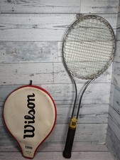 Vintage Wilson T 2000 Steel Racquet, 4 5/8, Leather cover Silver Tennis Racket