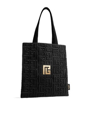 Balmain Black Velvet Laptop Shoulder Tote Bag (16.5x15.5x1) Beauty GWP -New