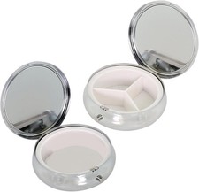 Metall Pillendose 2 Stück Klein Rund, Kleine Unterwegs Pillendose Metall, Tablet