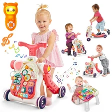 5-in-1 Baby Walker Sit-to-Stand Toys, Toddler Learning & Activity Center