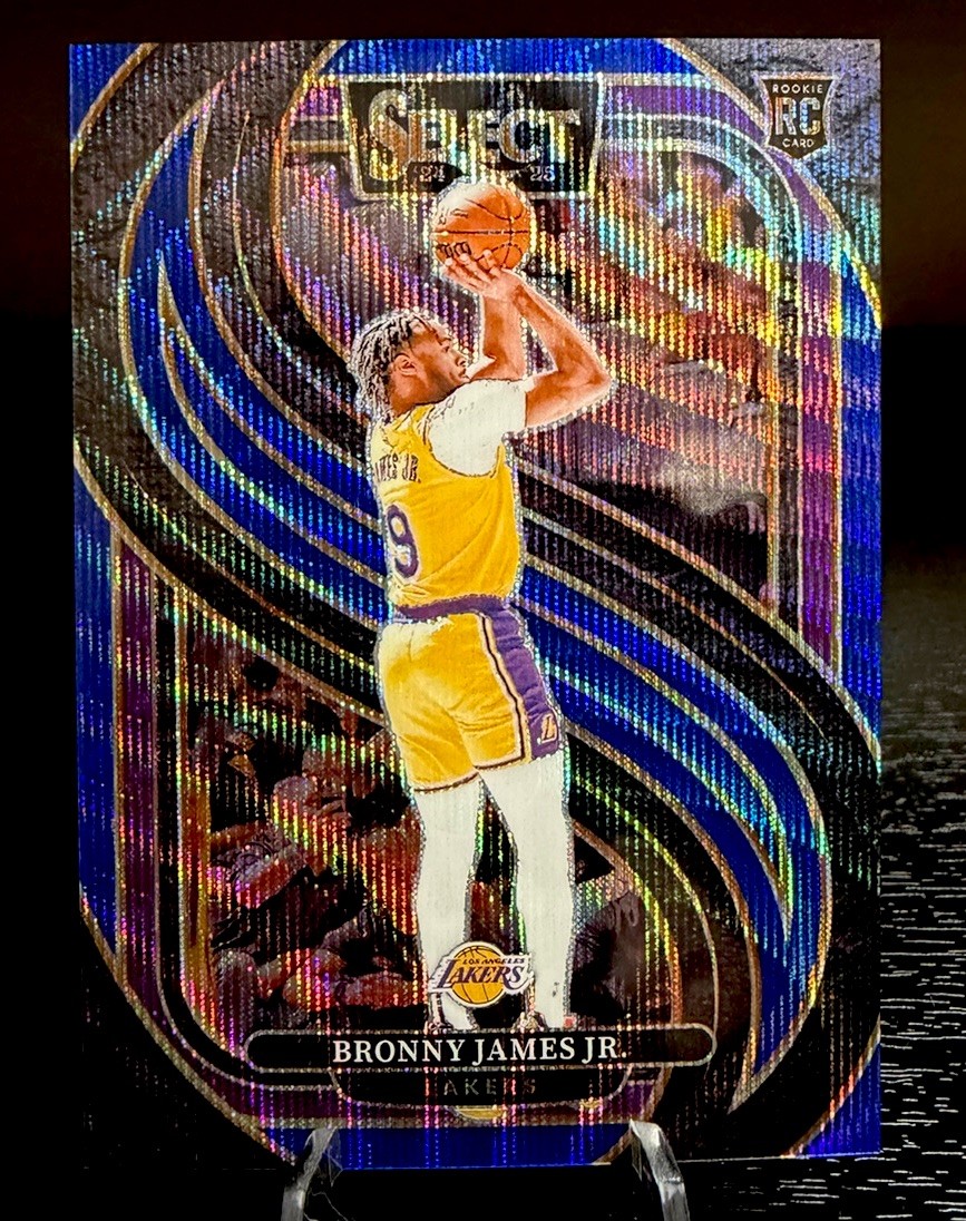 Bronny James Jr. 2024-25 Panini Select Premier Level Blue Wave Prizm /75 RC