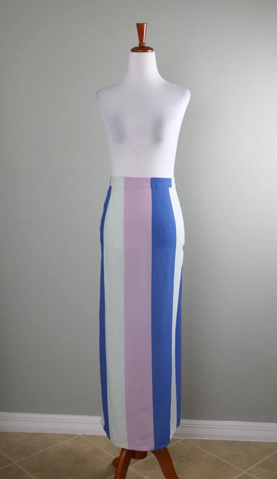 Maxi Falda ANTHROPOLOGIE NUEVA CON ETIQUETAS $78 Celandine Rayas Lino Breezy Talla Grande Foto 2 de 4