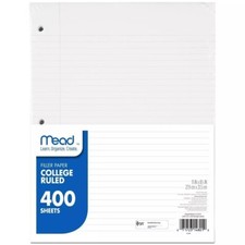 Mead Loose Leaf Filler Paper College Ruled 8.5 x 11 Inches 400 Sheets Pack of 1