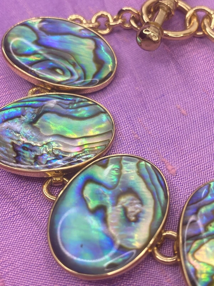 CHARLES ALBERT Lustrous Abalone & Alchemia Gold Handcrafted Artisan Bracelet - Image 3 of 4