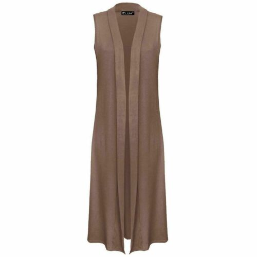 Womens Sleeveless Maxi Cardigan Ladies Long Open Collared Boyfriend UK 8-26 - Picture 24 of 35