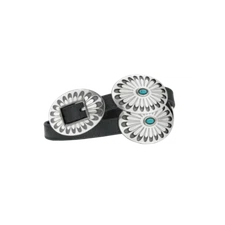 Brighton Ladies Blackbird Concho Black & Silver Belt B60453