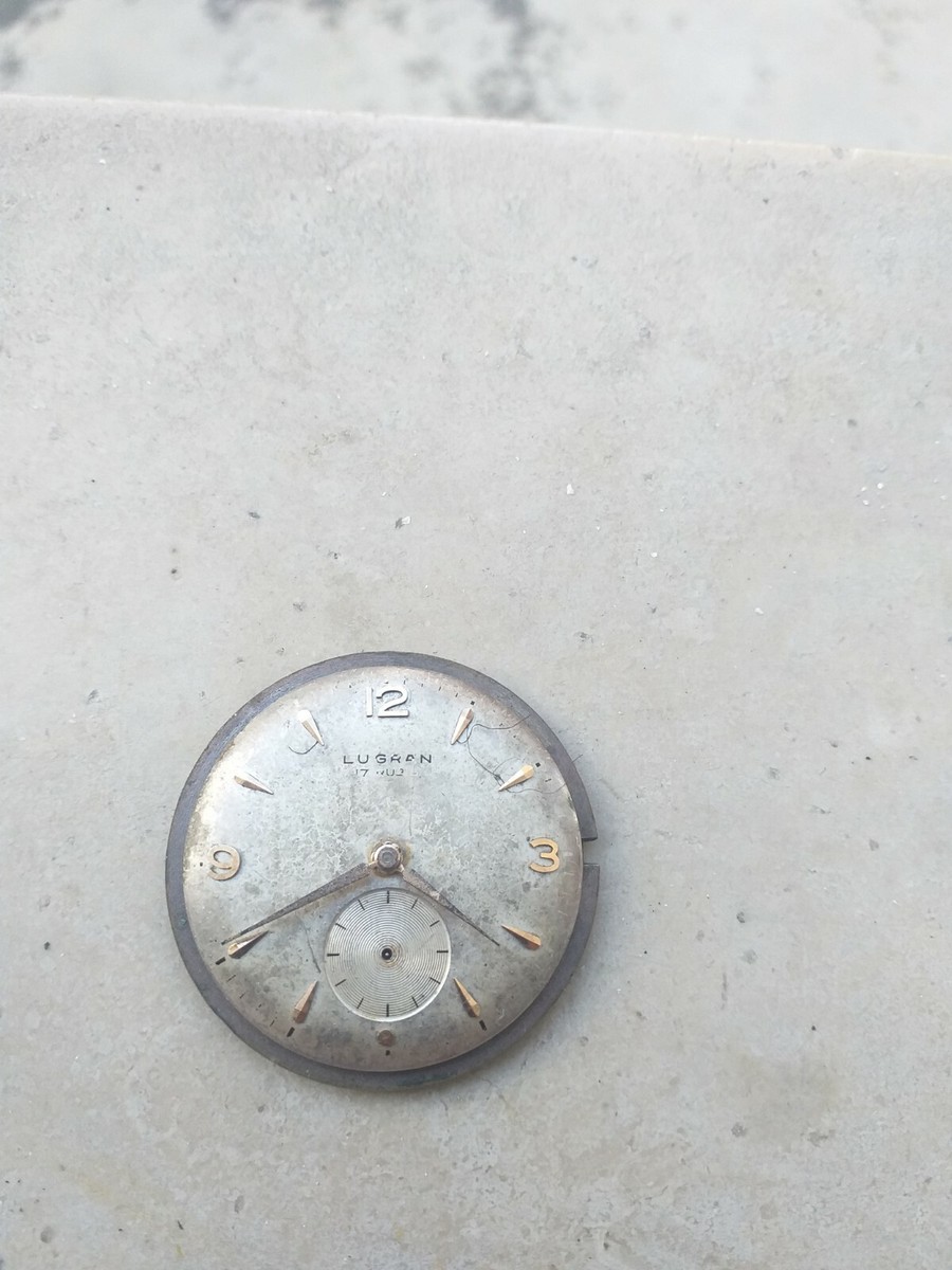 Cadran Et Mécanisme Lugran 17 Rubis 30mm - Vintage Suisse - Pour Pièces Ou Réparation