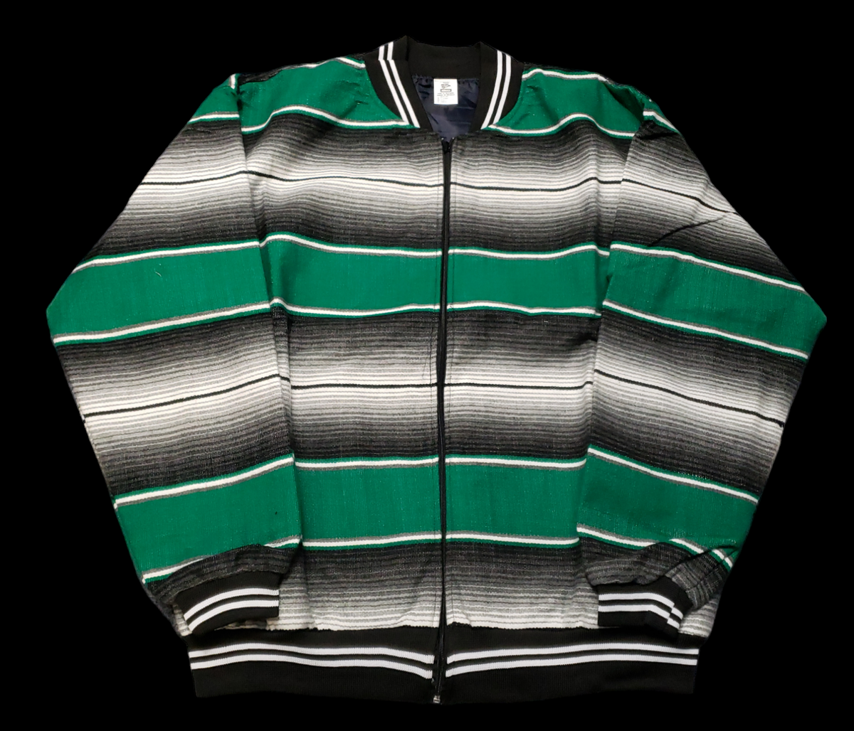 Chicano Chicana Mexican Bomber Green Grays Serape Jacket Biker