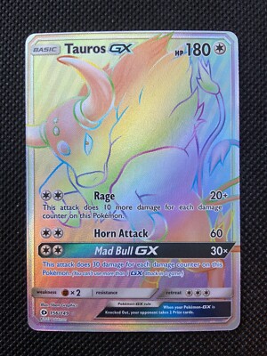 tauros gx pokemon card value Pokemon TAUROS GX 156/149 Sun & Moon Base Set Secret Rainbow Rare Holo Foil  MINT
