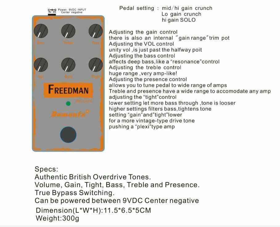Demonfx FREEDMAN BE-ODX Guitar Effect Pedal Fast US Ship | eBay