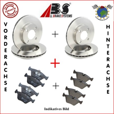 Kit Bremsscheiben Und Bremsbeläge Vorne + Hinten Abs Für Opel Astra G #Njd2