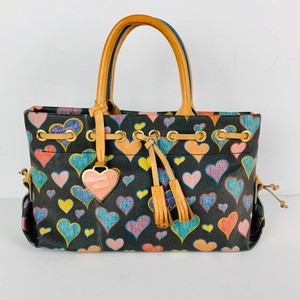 DOONEY & BOURKE Handbag M Blue Multi Color Signature Heart Monogram